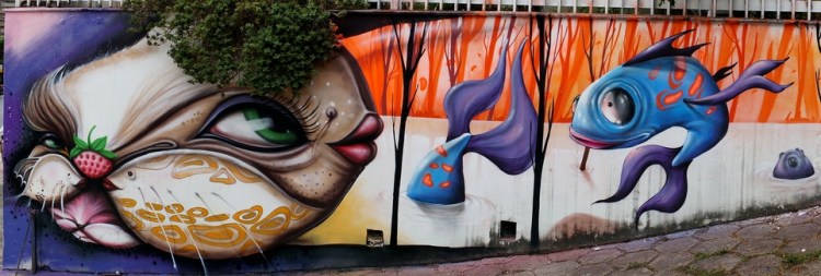 Grafite de Davi de Melo Santos e André Dalata. Do Flickr de Davi, enviado por ele ao blog: http://www.flickr.com/photos/demelosantos.