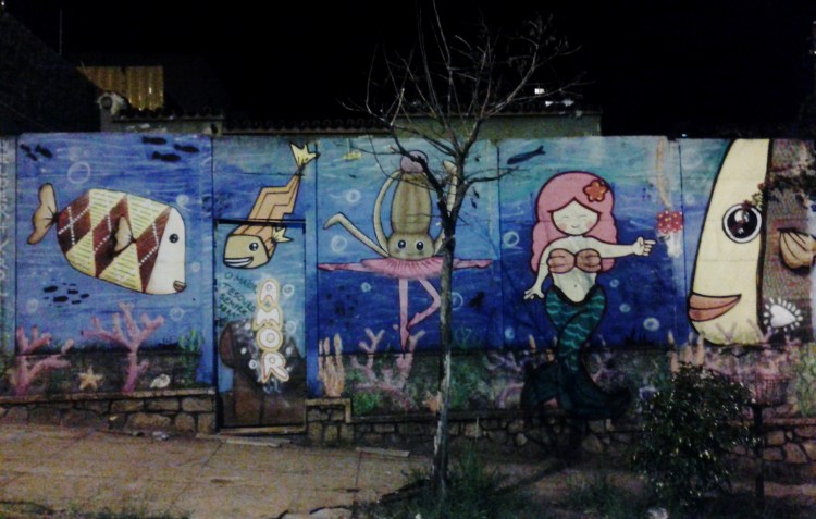 Grafite na rua Palmira, na Serra.