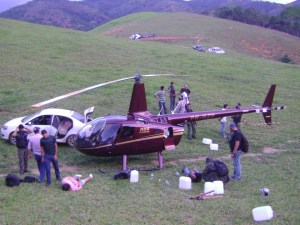 O helicóptero foi apreendido com 443 quilos de cocaína em novembro de 2013. Foto: Divulgação/PF