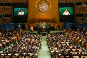 Dilma discursando na Assembleia Geral da ONU, em setembro de 2015. Foto: Roberto Stuckert Filho/PR