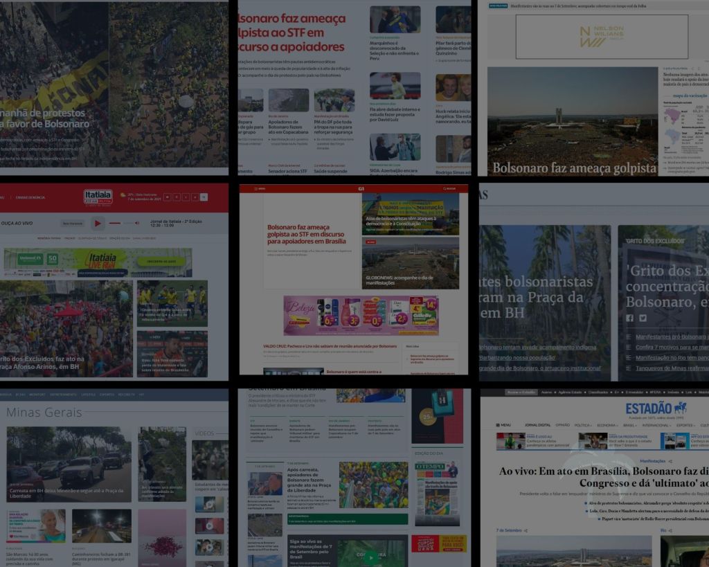 Os sites de notícias brasileiros no dia dos protestos do 7 de&nbsp;setembro