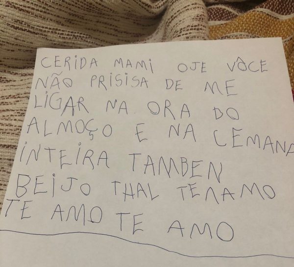 Carta de criança de 6 anos para a mãe