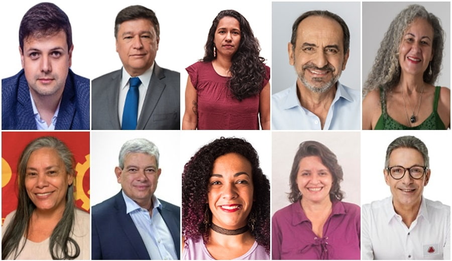 Fotos de urna dos 10 candidatos ao governo de Minas nas eleições 2022.