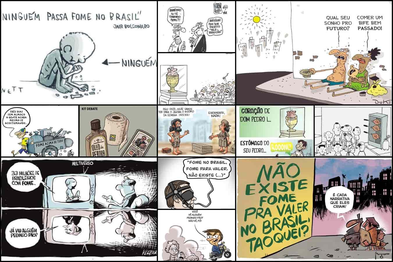 A fome no Brasil, que Bolsonaro insiste em negar que existe; veja charges