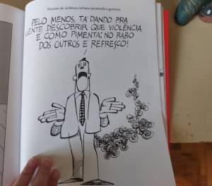 Charge do Ziraldo no jornal 'O Pasquim', feita durante a ditadura militar no Brasil: a violência.