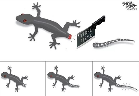 Charge de Amarildo sobre atos terroristas e golpistas em Brasília, em 8/1/2023.