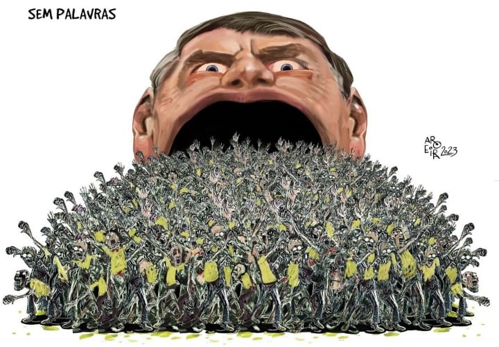 Charge de Aroeira sobre atos terroristas e golpistas em Brasília, em 8/1/2023.