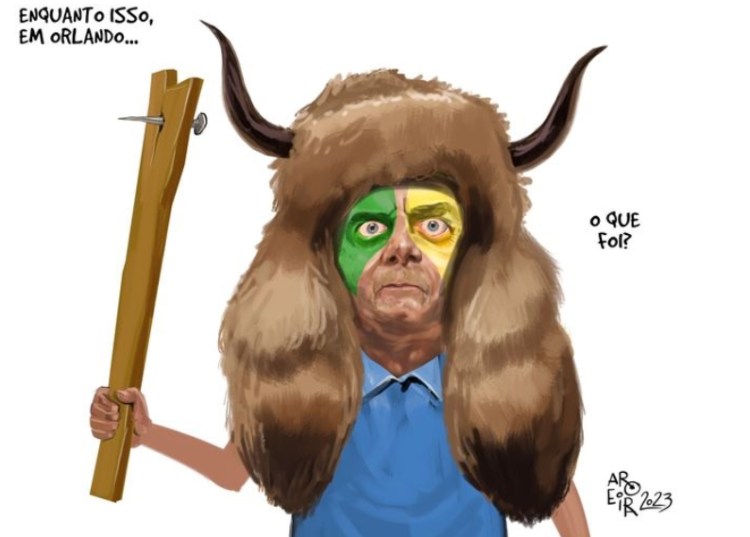 Charge de Aroeira sobre atos terroristas e golpistas em Brasília, em 8/1/2023.