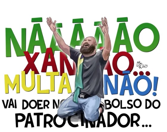 Charge de Aroeira sobre atos terroristas e golpistas em Brasília, em 8/1/2023.