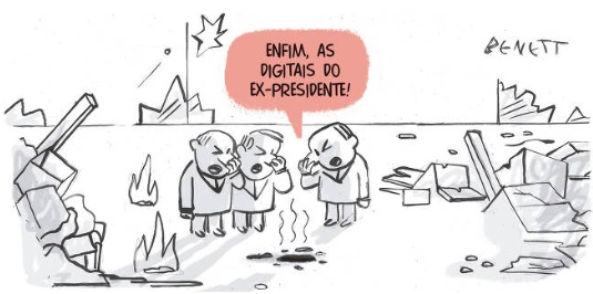 Charge de Benett sobre atos terroristas e golpistas em Brasília, em 8/1/2023.