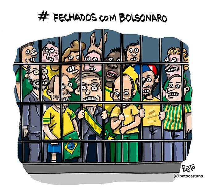 Charge de Beto sobre atos terroristas e golpistas em Brasília, em 8/1/2023.