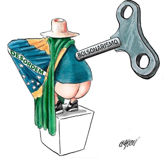 Charge de Clayton sobre atos terroristas e golpistas em Brasília, em 8/1/2023.