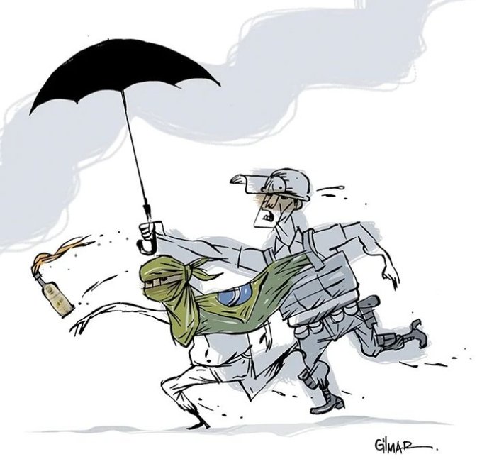 Charge de Gilmar sobre atos terroristas e golpistas em Brasília, em 8/1/2023.