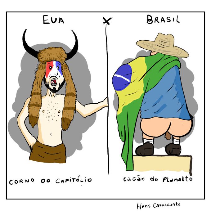 Charge de Hans Cavalcante sobre atos terroristas e golpistas em Brasília, em 8/1/2023.