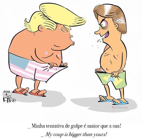 Charge de Iotti sobre atos terroristas e golpistas em Brasília, em 8/1/2023.