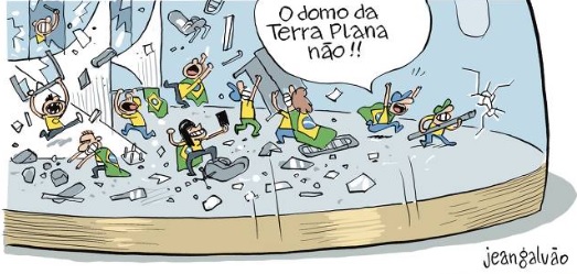 Charge de Jean Galvão sobre atos terroristas e golpistas em Brasília, em 8/1/2023.