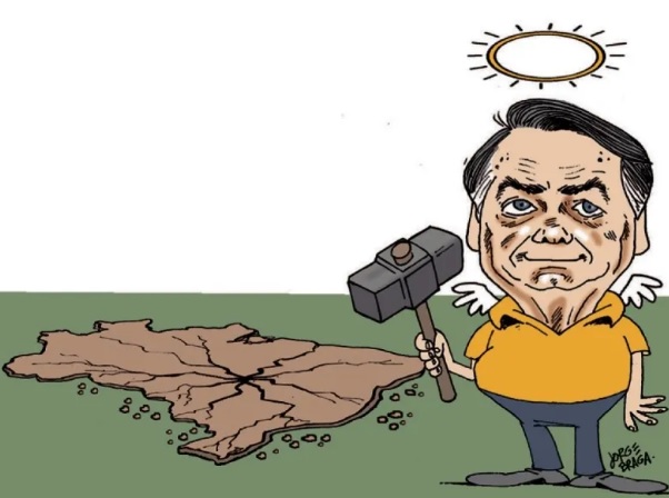 Charge de Jorge Braga sobre atos terroristas e golpistas em Brasília, em 8/1/2023.