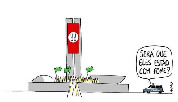 Charge de JorgeOMau sobre atos terroristas e golpistas em Brasília, em 8/1/2023.