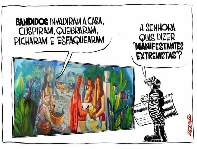 Charge de Kleber sobre atos terroristas e golpistas em Brasília, em 8/1/2023.