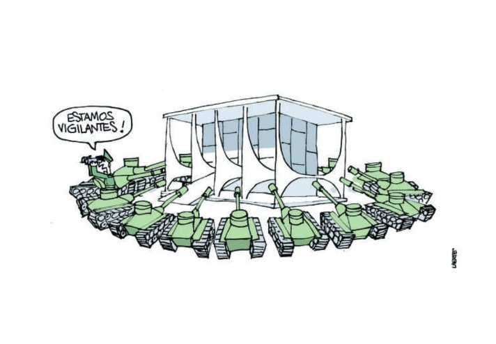 Charge de Laerte sobre atos terroristas e golpistas em Brasília, em 8/1/2023.