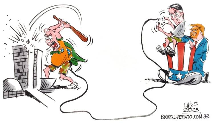 Charge de Latuff sobre atos terroristas e golpistas em Brasília, em 8/1/2023.