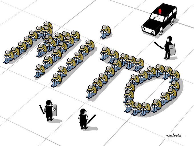 Charge de Machado sobre atos terroristas e golpistas em Brasília, em 8/1/2023.