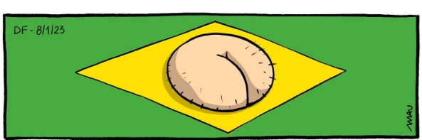 Charge de JorgeOMau sobre atos terroristas e golpistas em Brasília, em 8/1/2023.