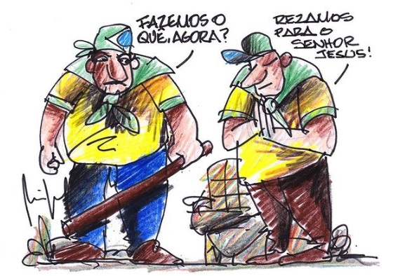 Charge de Miguel Paiva sobre atos terroristas e golpistas em Brasília, em 8/1/2023.