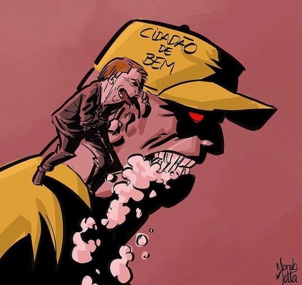 Charge de Nando Motta sobre atos terroristas e golpistas em Brasília, em 8/1/2023.