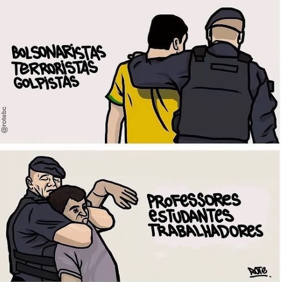 Charge de Rote sobre atos terroristas e golpistas em Brasília, em 8/1/2023.