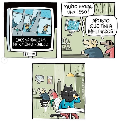 Charge de Will Tirando sobre atos terroristas e golpistas em Brasília, em 8/1/2023.