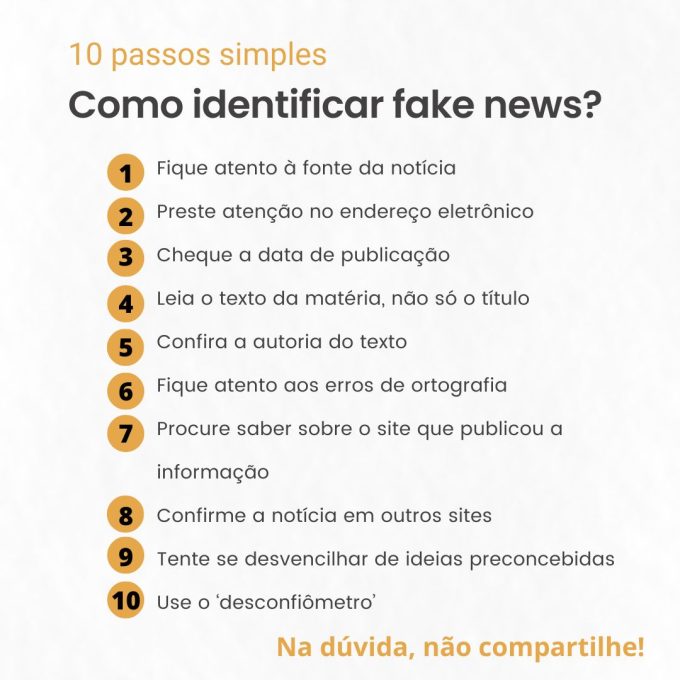 Infografia com as 10 maneiras de identificar as fake news.