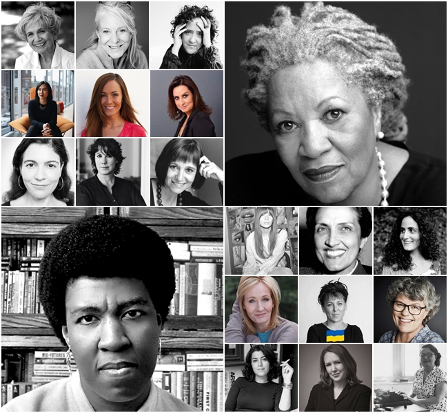 Mosaico de fotos de algumas das melhores escritoras mulheres que já li.