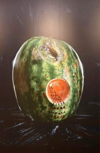 Melancia na exposição 'Sob a Pele', de Pauline Daniel.