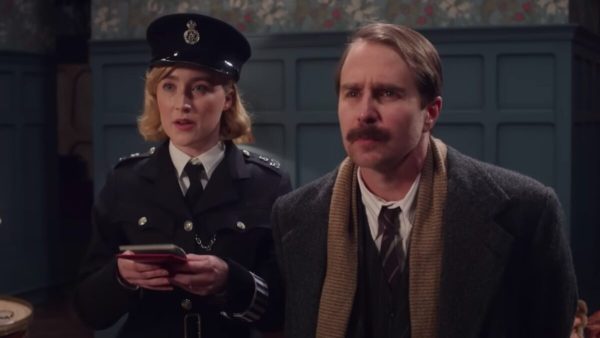 Saoirse Ronan e Sam Rockwell no filme 'Veja como eles correm'