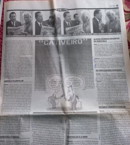 Página com a entrevista que Hugo Chávez deu a Ziraldo para OPasquim21, em 2002.