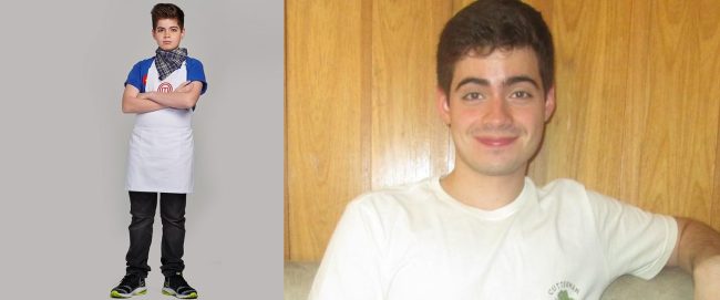 Eduardo Prado, em foto de 2015, no MasterChef Júnior, e em 2023.