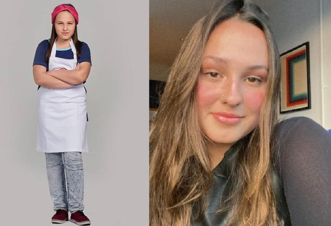 Lívia Lopes em foto de 2015, do MasterChef Júnior, e em 2023.