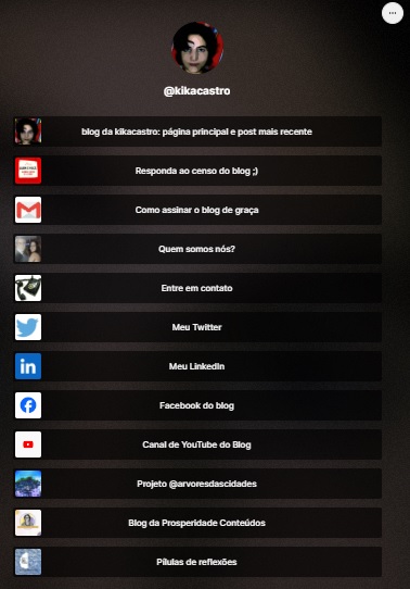 Linktr.ee do Blog da Kikacastro