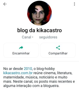 Canal do blog da kikacastro no Whatsapp