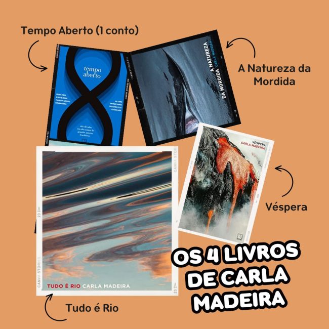 Os quatro livros com obras de Carla Madeira, escritora mineira.