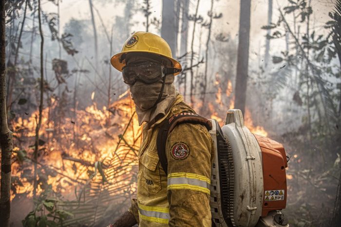 Combate a incêndio no Amazonas. Foto: Mayangdi Inzaulgarat/Ibama - setembro de 2024
