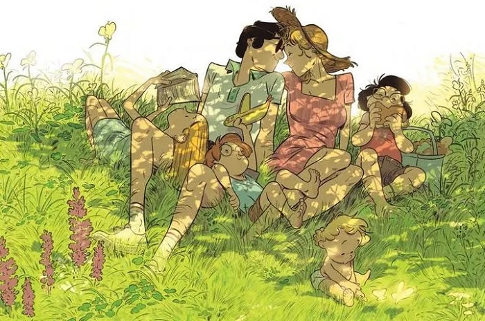 Ilustração de capa de 'Verões Felizes', de Zidrou e Jordi Lafebre.