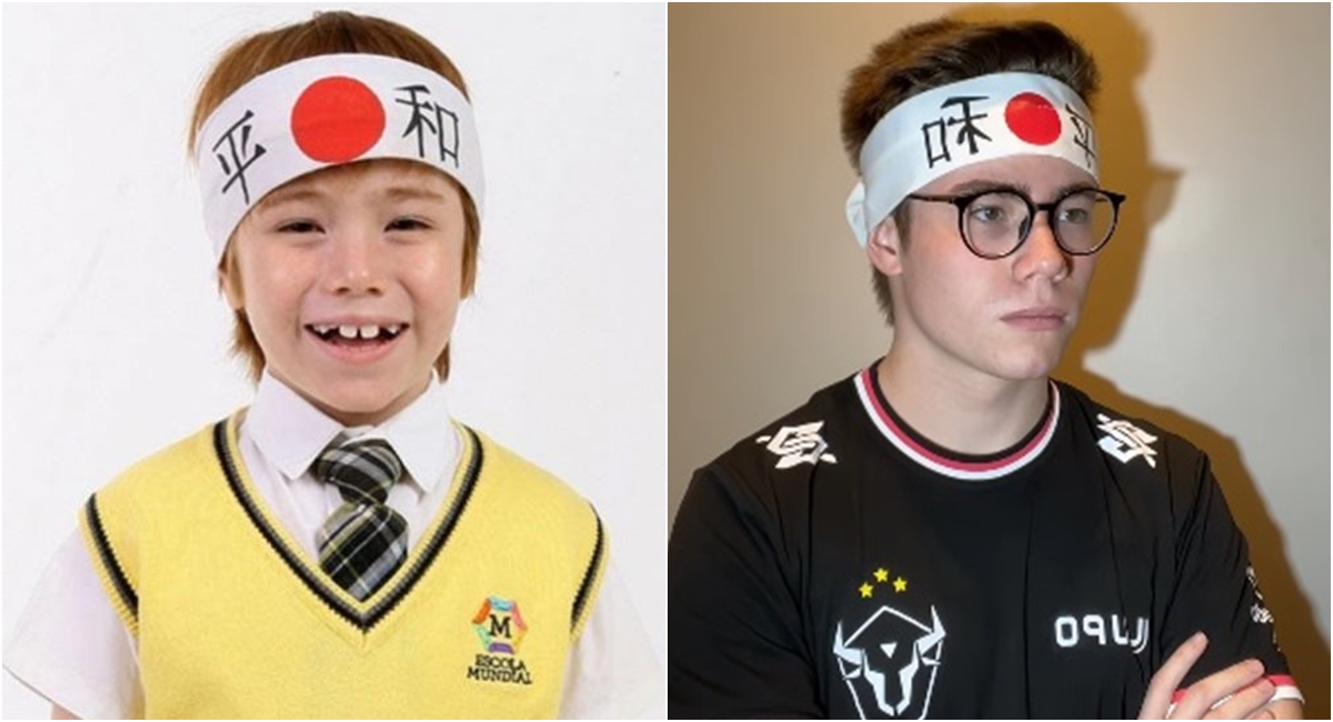 Matheus Ueta, que fez o Kokimoto, em foto de 2012, do Carrossel, e em 2024.