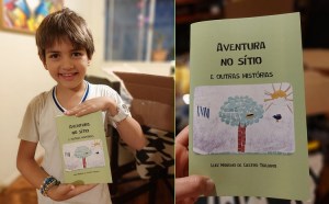 Luiz segura seu segundo livro: 'Aventura no sítio e outras histórias'