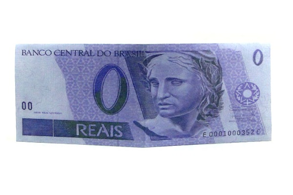 Nota de zero reais.