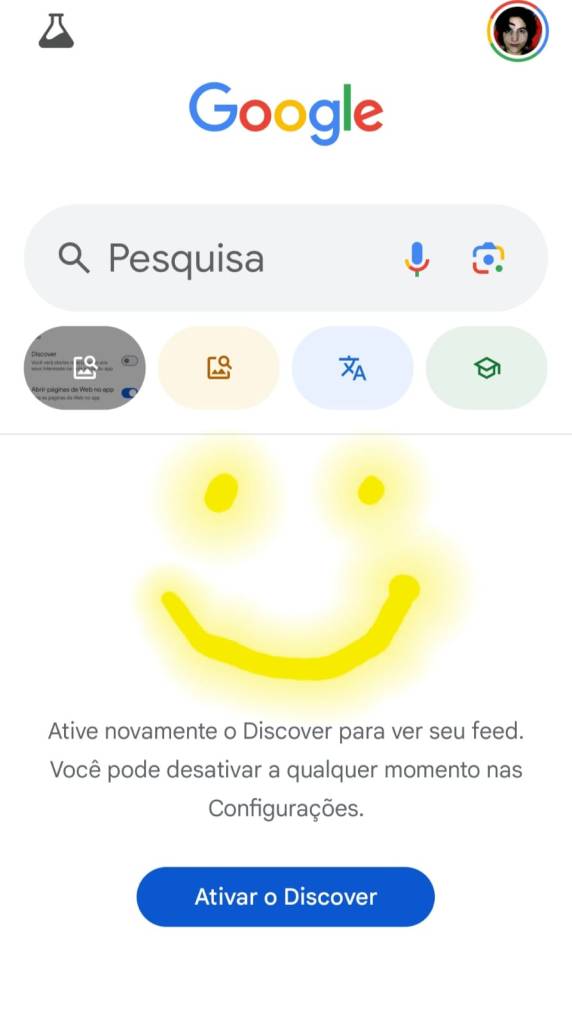 Como desativar o Google Discover no app do Google do celular.