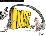 Charge de Fraga sobre a fraude no INSS. Publicada no Zero Hora.