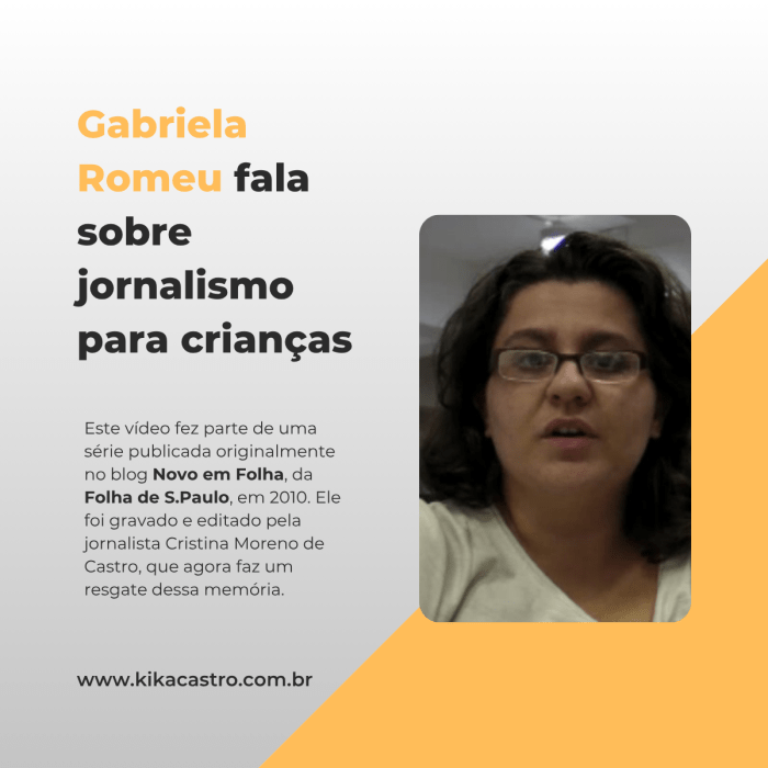 Gabriela Romeu fala como o jornalista iniciante deve se preparar para escrever para crianças.