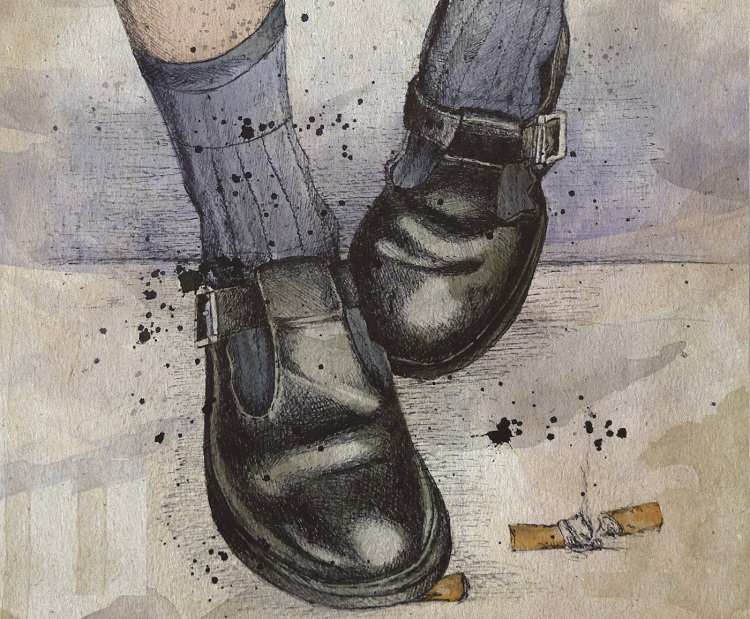 Ilustração na capa da edição italiana do livro Kramp, de María José Ferrada, que achei mais legal do que a capa da versão brasileira.